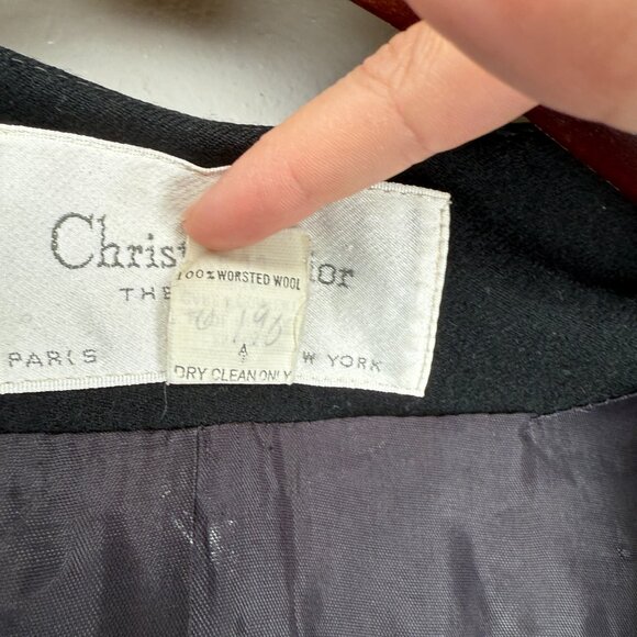 Vintage 80s Christian Dior The Suit Black Wool Double Breasted Blazer | L/XL - Picture 8 of 13